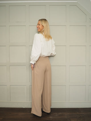 Idane Wide Leg Trousers by Saint Tropez - Biscuit