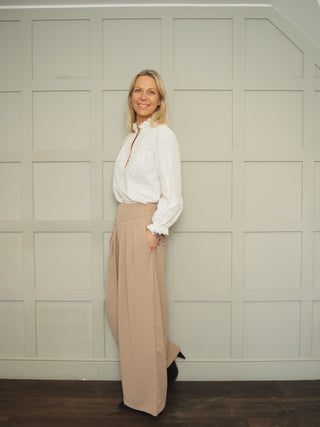 Idane Wide Leg Trousers by Saint Tropez - Biscuit