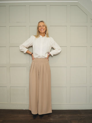 Idane Wide Leg Trousers by Saint Tropez - Biscuit