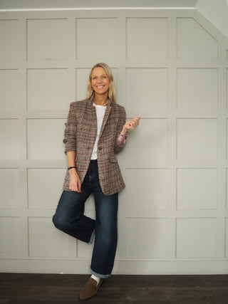 Coco Blazer - Blue Grey/Chocolate/Caramel