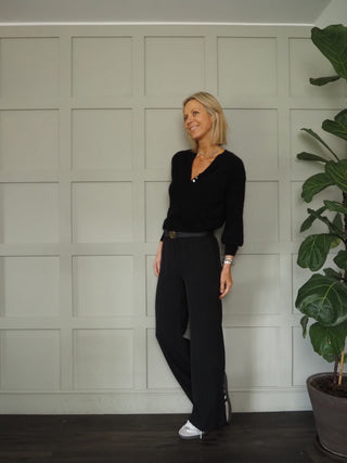 Arna Wide Leg Trousers - Black, Biscuit, Cornflower Blue, Navy Blue, Off White