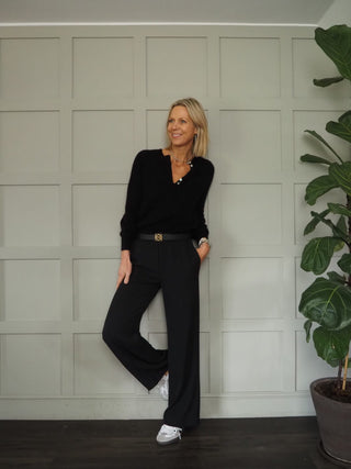 Arna Wide Leg Trousers - Black, Biscuit, Cornflower Blue, Navy Blue, Off White