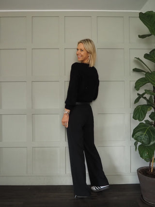 Arna Wide Leg Trousers - Black, Biscuit, Cornflower Blue, Navy Blue, Off White