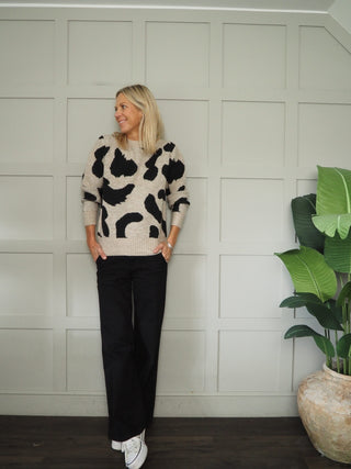 Minyax Crew Neck Jumper by BYoung - Black/Oatmeal