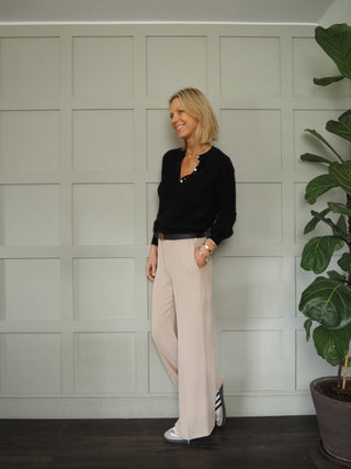 Arna Wide Leg Trousers - Black, Biscuit, Cornflower Blue, Navy Blue, Off White