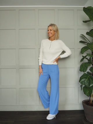 Arna Wide Leg Trousers - Black, Biscuit, Cornflower Blue, Navy Blue, Off White