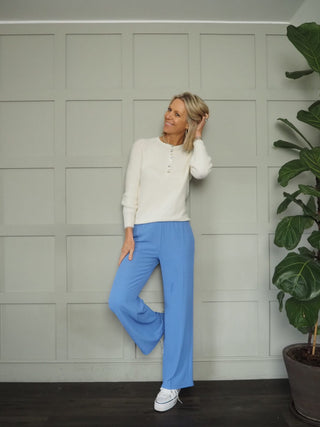 Arna Wide Leg Trousers - Black, Biscuit, Cornflower Blue, Navy Blue, Off White