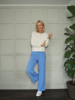 Arna Wide Leg Trousers - Black, Biscuit, Cornflower Blue, Navy Blue, Off White