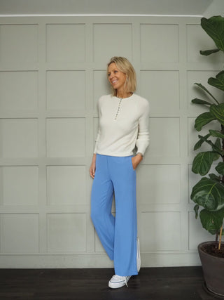 Arna Wide Leg Trousers - Black, Biscuit, Cornflower Blue, Navy Blue, Off White