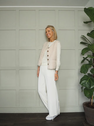 Arna Wide Leg Trousers - Black, Biscuit, Cornflower Blue, Navy Blue, Off White