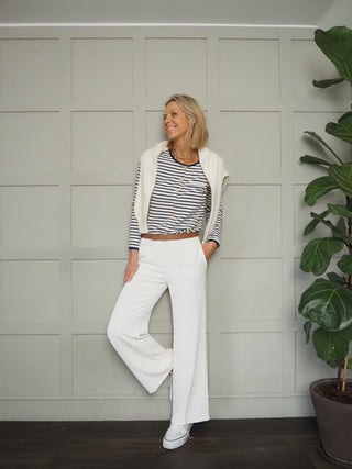 Arna Wide Leg Trousers - Black, Biscuit, Cornflower Blue, Navy Blue, Off White