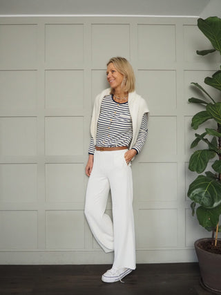 Arna Wide Leg Trousers - Black, Biscuit, Cornflower Blue, Navy Blue, Off White