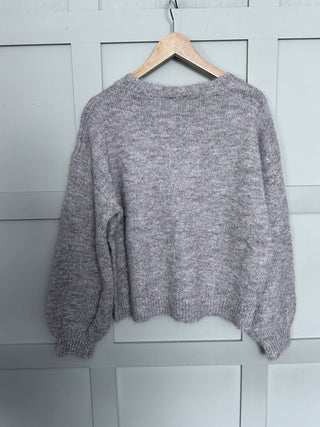 Percy Embroidered Palm Jumper - Stone/Orange/Pink