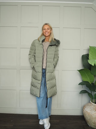 Keila Reversible Puffa Coat with Hood by Rino &amp; Pelle - Green Ash/Matt Green