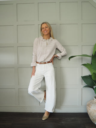 Middleton Barrel Leg Jeans  - Khaki, Off White