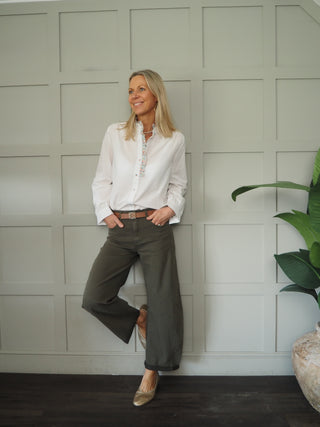 Middleton Barrel Leg Jeans  - Khaki, Off White