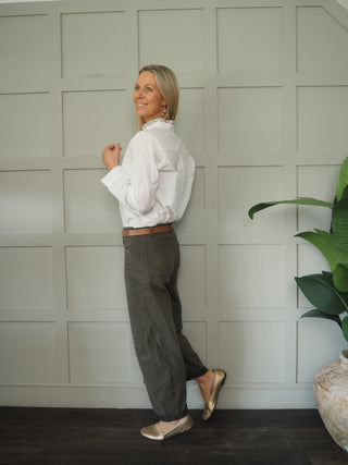 Middleton Barrel Leg Jeans  - Khaki, Off White