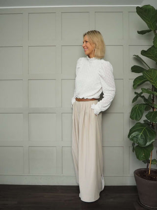 Robyn High Neck Blouse - Ecru