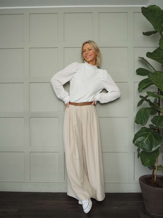 Robyn High Neck Blouse - Ecru