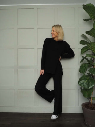 Paxton Jumper &amp; Trouser Lounge Set - Black, Light Grey and Oatmeal