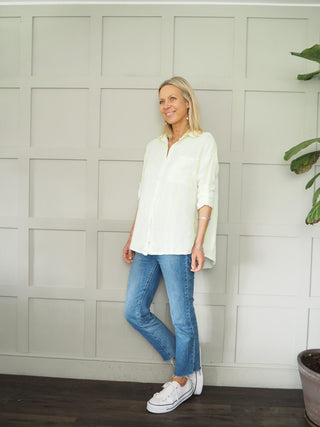 Brighton Cheesecloth Striped Blouse - Blue, Neon Pink, Neon Yellow