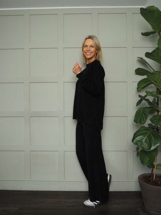 Paxton Jumper &amp; Trouser Lounge Set - Black, Light Grey and Oatmeal