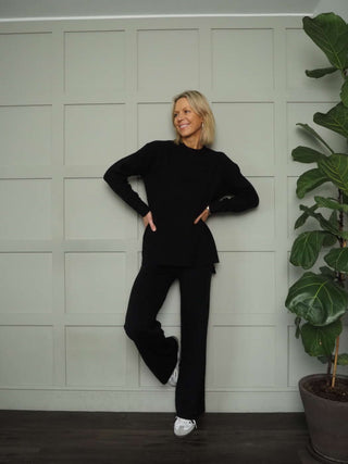 Paxton Jumper &amp; Trouser Lounge Set - Black, Light Grey and Oatmeal