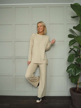 Paxton Jumper &amp; Trouser Lounge Set - Black, Light Grey and Oatmeal