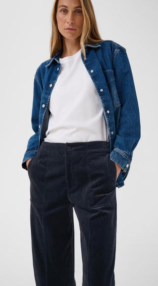 Netta Cord Trousers by Part Two - Navy Blue, Silver Blue (Flint Stone)