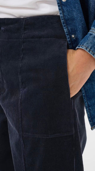 Netta Cord Trousers by Part Two - Navy Blue, Silver Blue (Flint Stone)