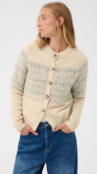 Charmaine Fair Isle Cardigan by Part Two - Mole, Oatmeal