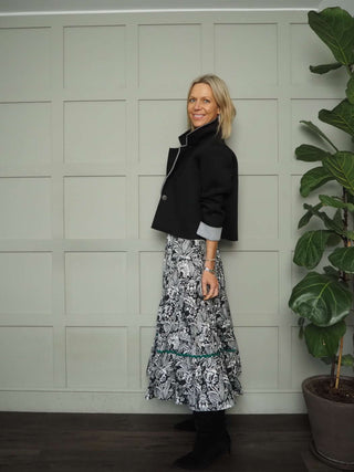 Austen Poplin Smock Dress - Black/White, Green/Purple