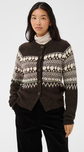 Charmaine Fair Isle Cardigan by Part Two - Mole, Oatmeal
