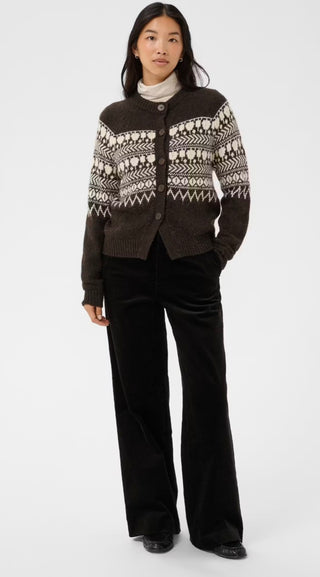 Charmaine Fair Isle Cardigan by Part Two - Mole, Oatmeal