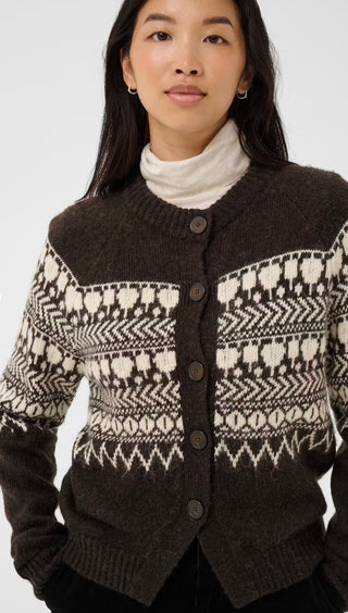 Charmaine Fair Isle Cardigan by Part Two - Mole, Oatmeal
