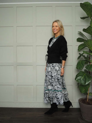 Austen Poplin Smock Dress - Black/White, Green/Purple