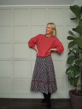 Austen Poplin Smock Dress - Black/White, Green/Purple