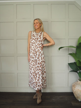 Alexandra Leopard Print Dress - Chocolate/Cream