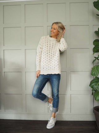 Roma Turtle Neck Scalloped Hem Jumper - Black and Cream