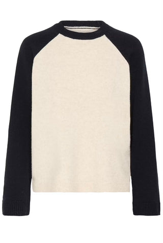 Cleo Colour-block Raglan Jumper by Part Two - Oatmeal/Navy