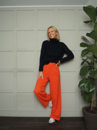 Belinda Polo Neck Cashmere Mix Jumper - Dark Grey, Navy Blue and Oatmeal