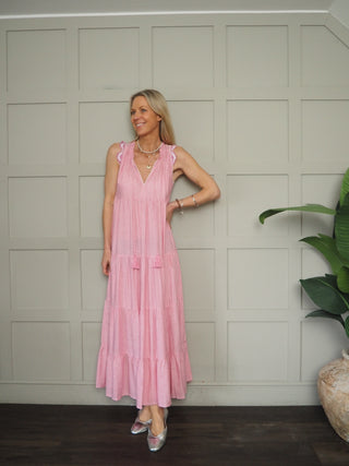 Bermuda Ticking Stripe Maxi Dress - Blue, Pink