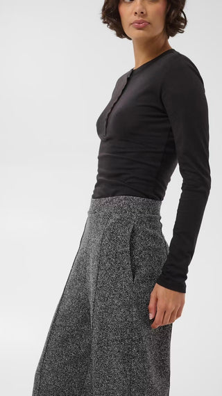 Colisa Cropped Trousers with Stretch by Part Two - Black/Ecru