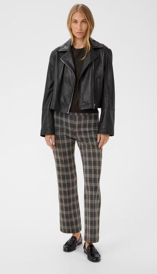 Ilisan Cropped Trousers with Stretch by Part Two - Dark Navy Check, Grey Big Check