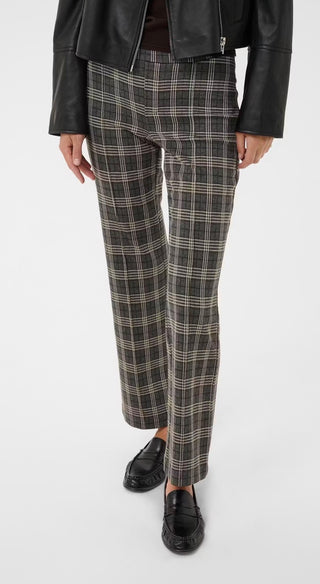Ilisan Cropped Trousers with Stretch by Part Two - Dark Navy Check, Grey Big Check