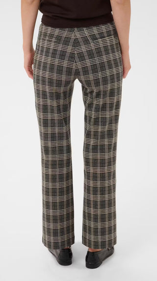 Ilisan Cropped Trousers with Stretch by Part Two - Dark Navy Check, Grey Big Check