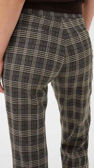 Ilisan Cropped Trousers with Stretch by Part Two - Dark Navy Check, Grey Big Check