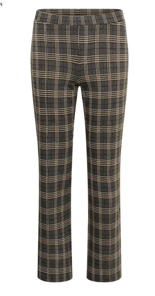 Ilisan Cropped Trousers with Stretch by Part Two - Dark Navy Check, Grey Big Check