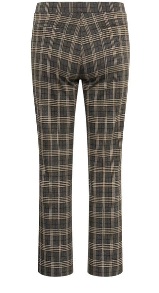Ilisan Cropped Trousers with Stretch by Part Two - Dark Navy Check, Grey Big Check