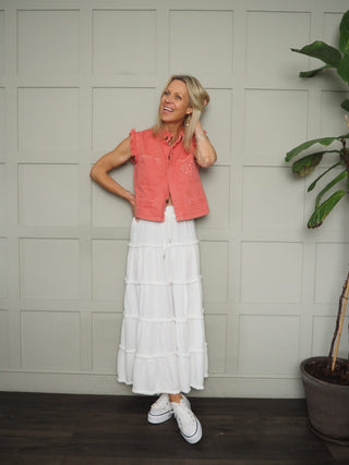 Camber Cheesecloth Skirt with Elasticated Waist - Blue, White, Yellow